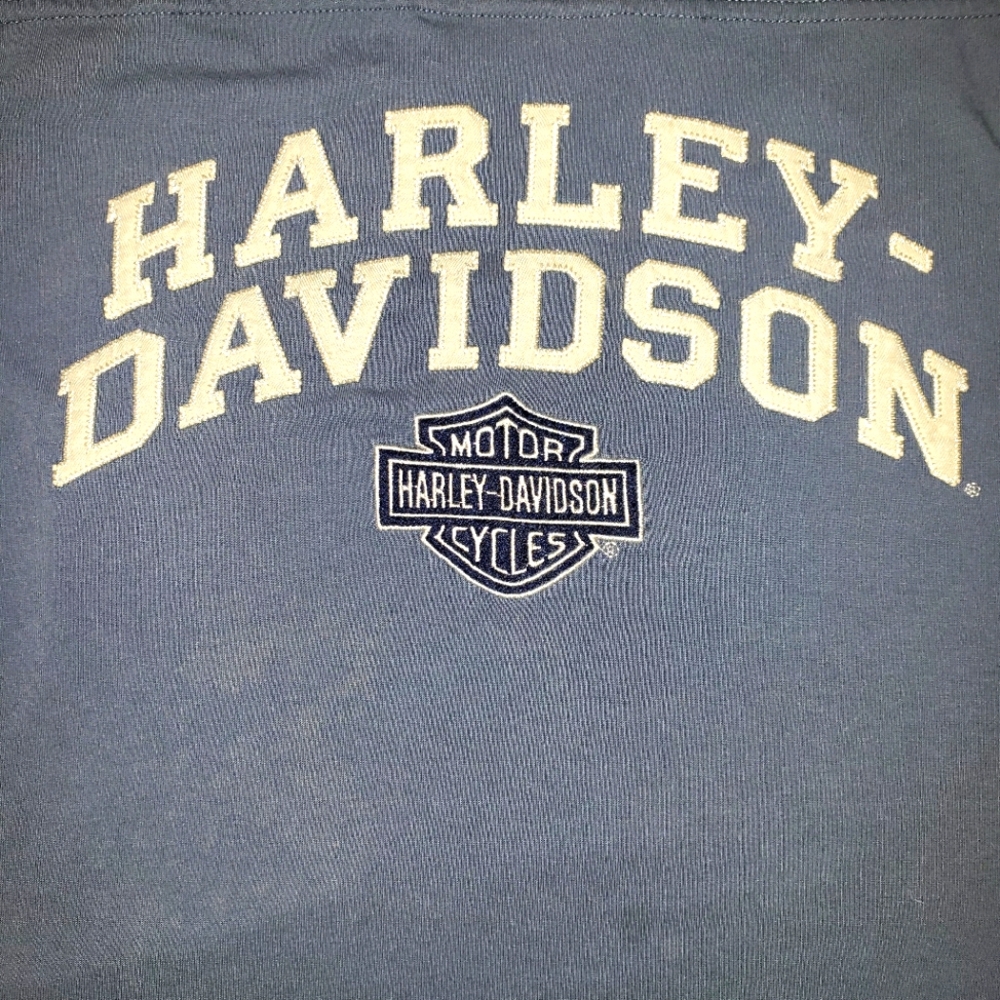 Harley Davidson Baseball Style Shirt With Sewn Lettering.